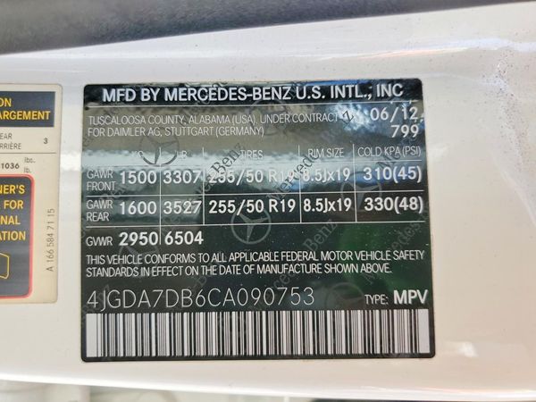 2012 MERCEDES-BENZ ML 550 ML550 4-MATIC