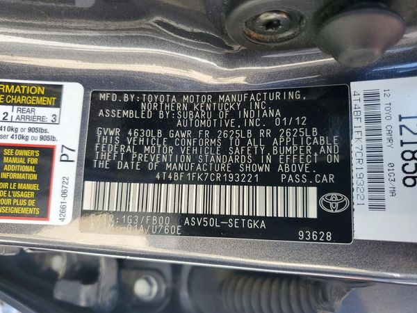2012 TOYOTA CAMRY