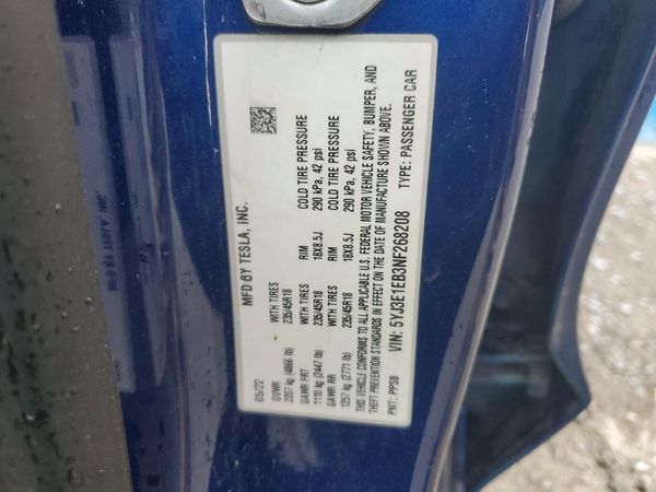 2022 TESLA MODEL 3