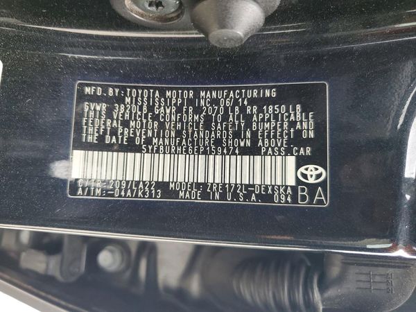 2014 TOYOTA COROLLA L/LE