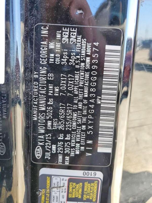 2016 KIA SORENTO L / LX — VINS