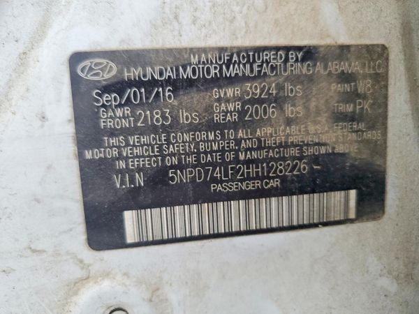 2017 HYUNDAI ELANTRA SE Base — VINS