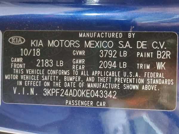 2019 KIA FORTE