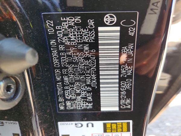 2022 TOYOTA PRIUS — VINS