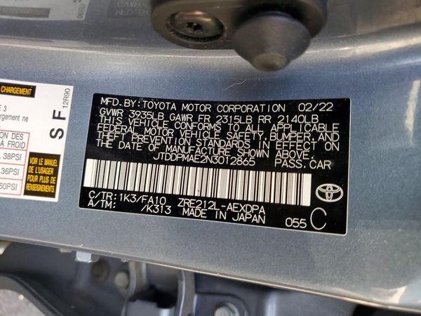 2022 TOYOTA COROLLA L