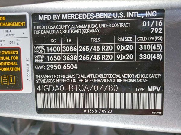 2016 MERCEDES-BENZ GLE GLE300d