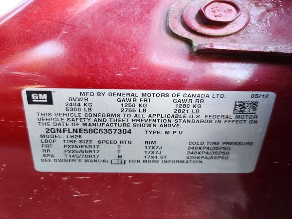 2012 CHEVROLET EQUINOX 2LT — VINS