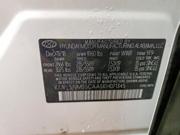 2019 HYUNDAI SANTA FE Limited, Ultimate