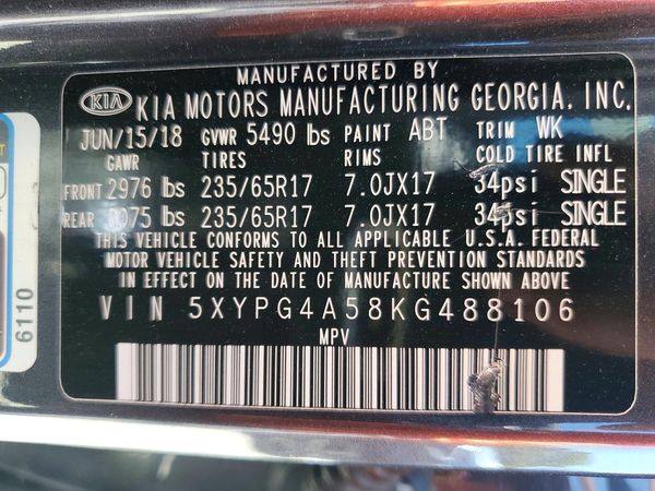 2019 KIA SORENTO L, LX, S