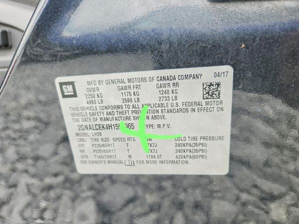 2017 CHEVROLET EQUINOX LT / FL