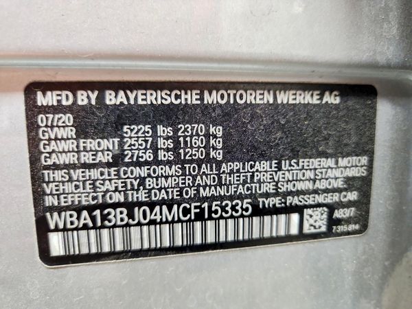 2021 BMW 5 SERIES xDrive — VINS