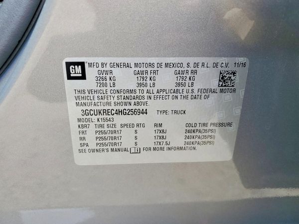2017 CHEVROLET SILVERADO LT — VINS