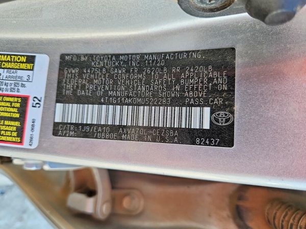 2021 TOYOTA CAMRY SE — VINS