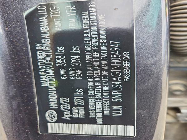 2022 HYUNDAI ELANTRA SEL w/Convenience Pkg — VINS