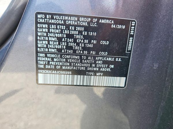 2018 VOLKSWAGEN ATLAS SE