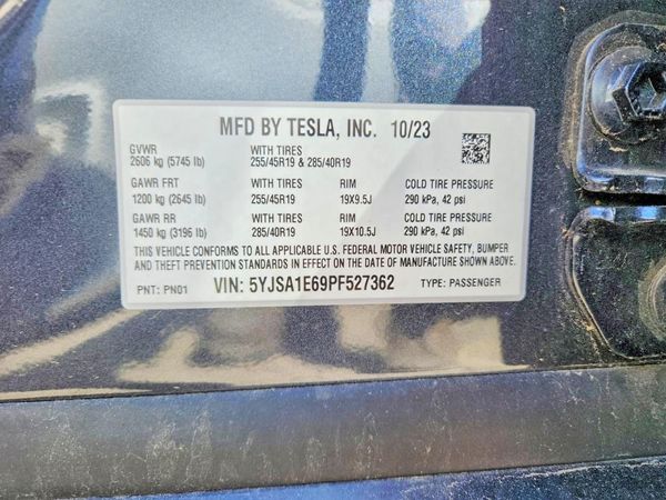 2023 TESLA MODEL S — VINS