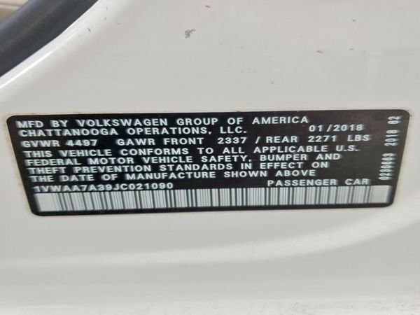2018 VOLKSWAGEN PASSAT