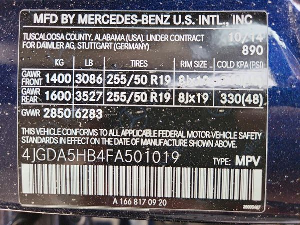 2015 MERCEDES-BENZ ML ML350
