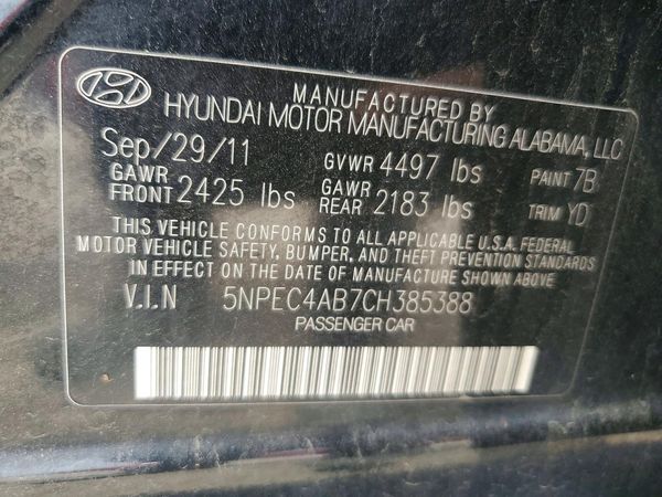 2012 HYUNDAI SONATA Middle level