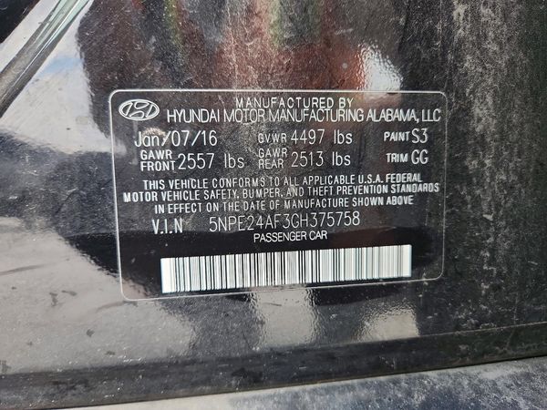 2016 HYUNDAI SONATA