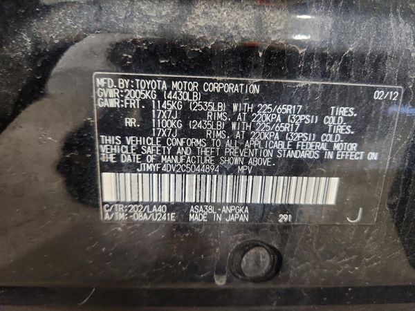 2012 TOYOTA RAV4 High
