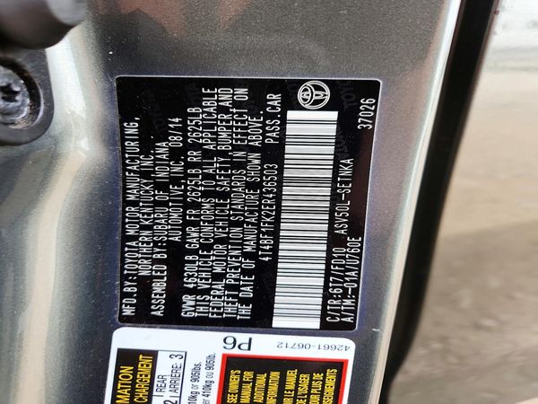 2014 TOYOTA CAMRY