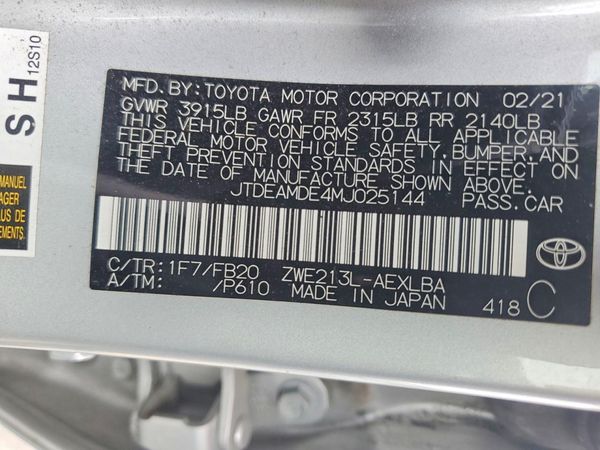 2021 TOYOTA COROLLA