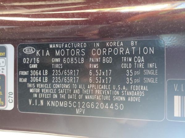 2016 KIA SEDONA