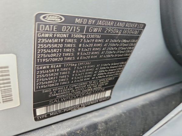 2015 LAND ROVER RANGEROVER HSE — VINS