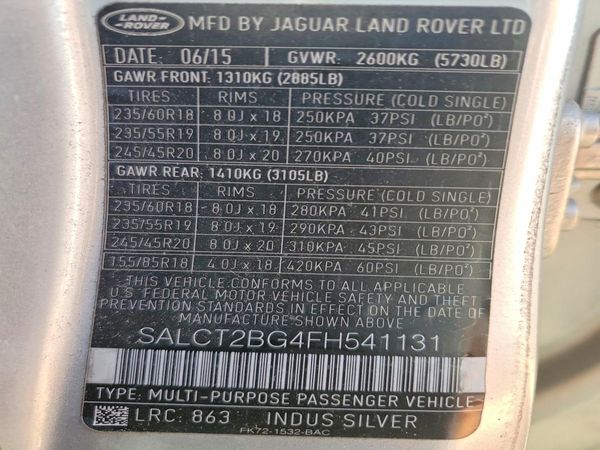 2015 LAND ROVER DISCOVERY HSE LUX — VINS