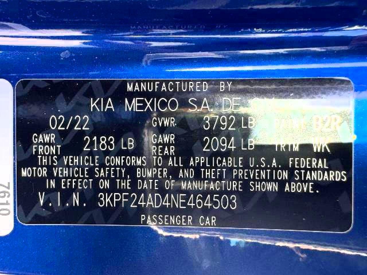 2022 KIA FORTE FE, LXS