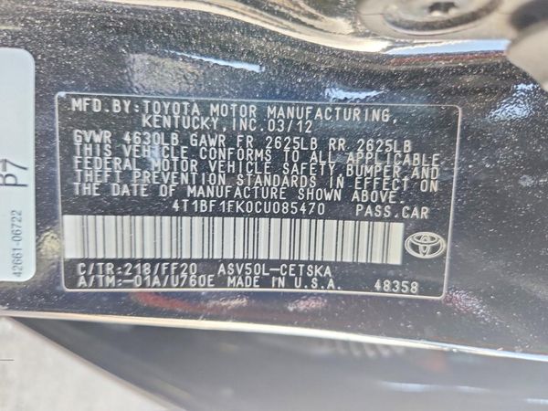 2012 TOYOTA CAMRY