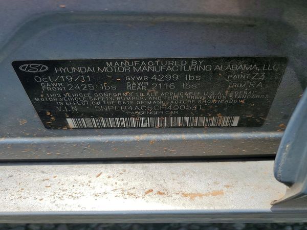 2012 HYUNDAI SONATA Middle-low level