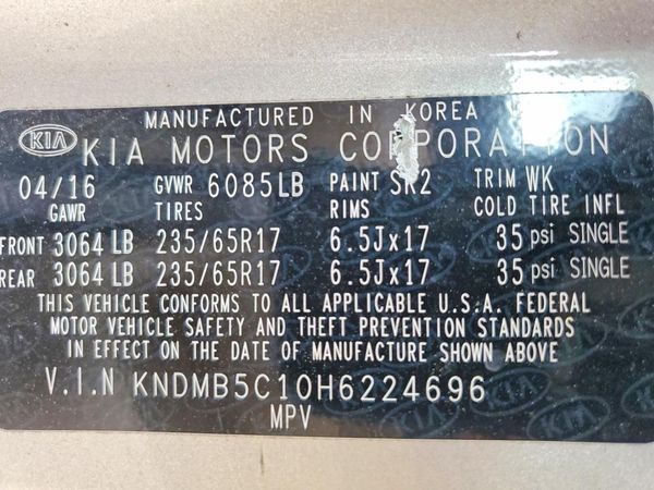 2017 KIA SEDONA LX