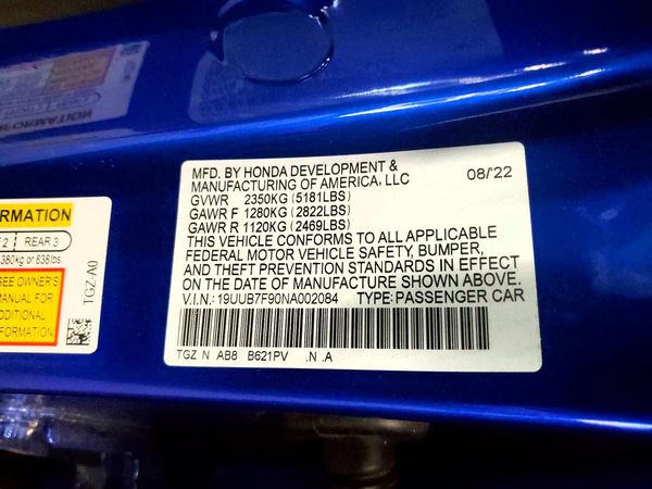 2022 ACURA TLX PERF TIRE
