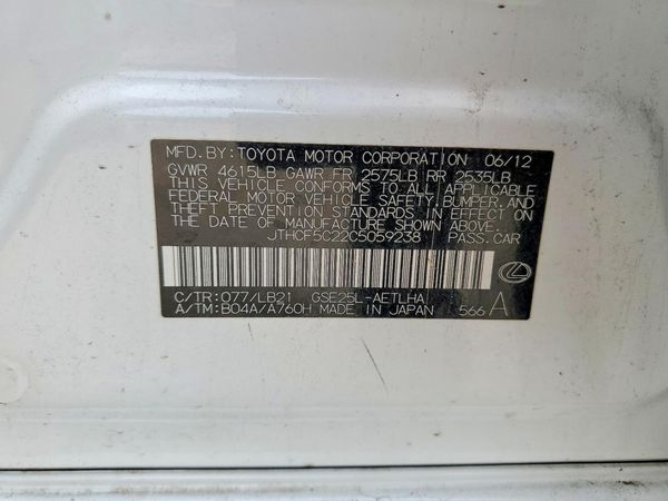 2012 LEXUS IS 250C