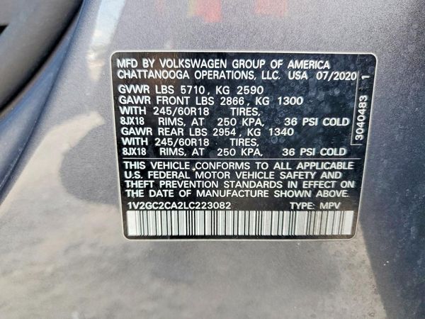 2020 VOLKSWAGEN ATLAS CROSS SPORT 4Motion S