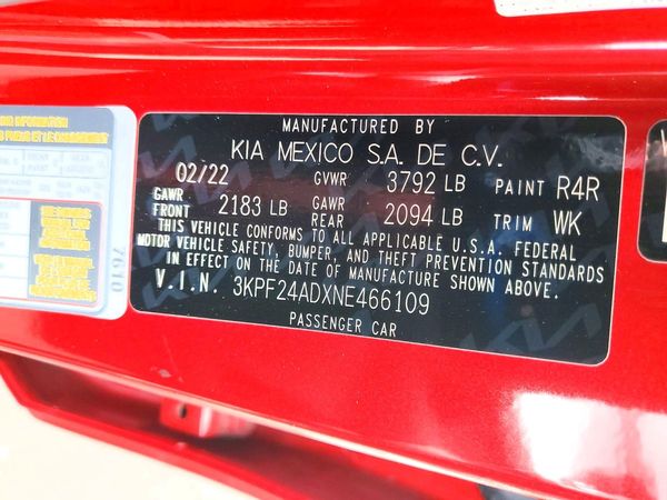 2022 KIA FORTE FE, LXS