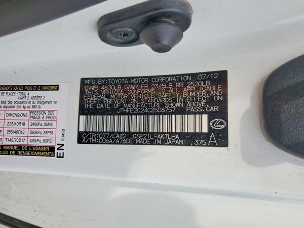 2012 LEXUS IS 350C