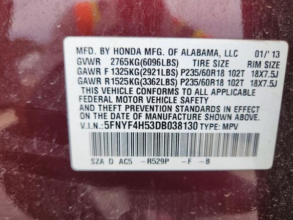 2013 HONDA PILOT EX-L — VINS