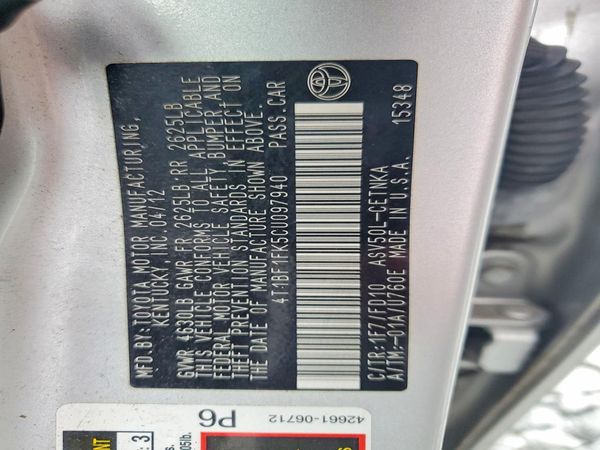 2012 TOYOTA CAMRY