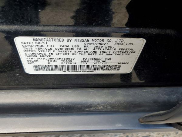 2012 INFINITI EX35 — VINS