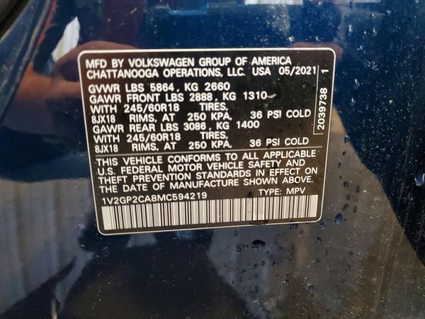 2021 VOLKSWAGEN ATLAS 4Motion S