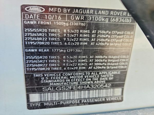 2017 LAND ROVER RANGE ROVER