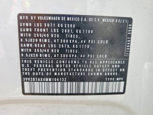2021 VOLKSWAGEN TIGUAN — VINS