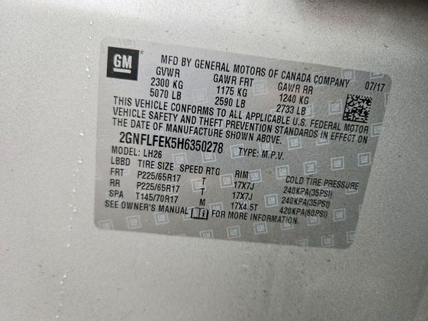 2017 CHEVROLET EQUINOX LT / FL