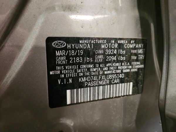 2020 HYUNDAI ELANTRA SE — VINS