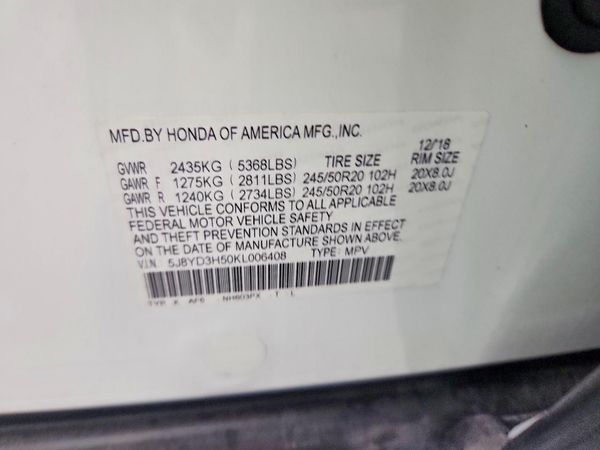 2019 ACURA MDX TECH 7P