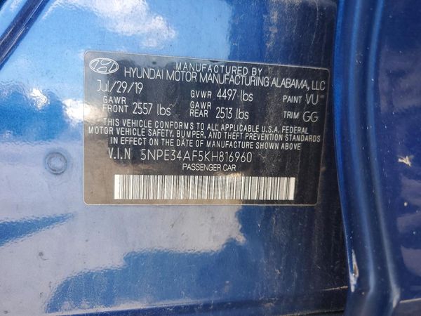 2019 HYUNDAI SONATA