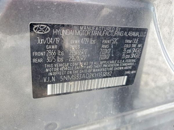 2019 HYUNDAI SANTA FE SEL, SEL Plus